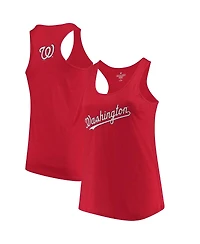 Women's Soft As A Grape Red Washington Nationals Plus Swing for the Fences Racerback Tank Top