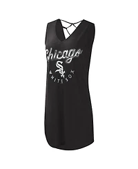 Women's G-iii 4Her by Carl Banks Black Chicago White Sox Game Time Slub Beach V-Neck Cover-Up Dress