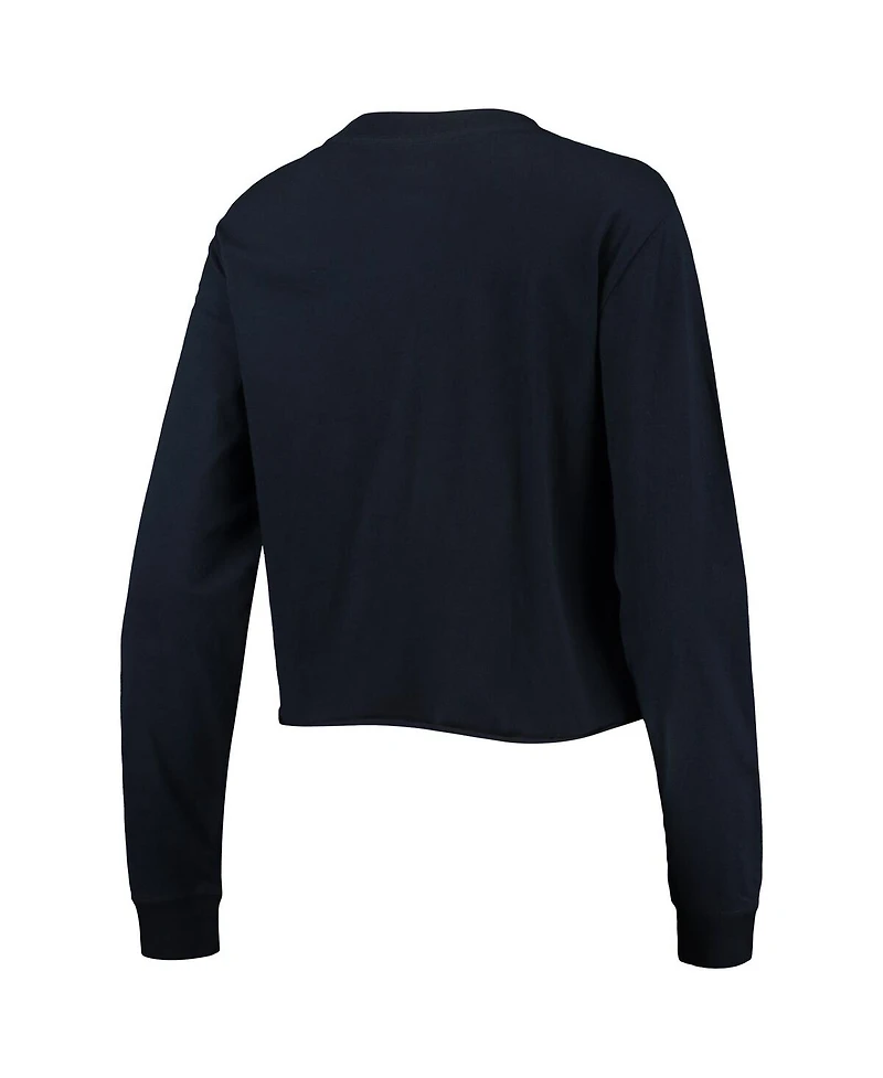 Women's New Era Navy Milwaukee Brewers Baby Jersey Cropped Long Sleeve T-shirt