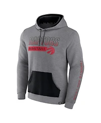 Men's Fanatics Heathered Gray Toronto Raptors Off The Bench Color Block Pullover Hoodie