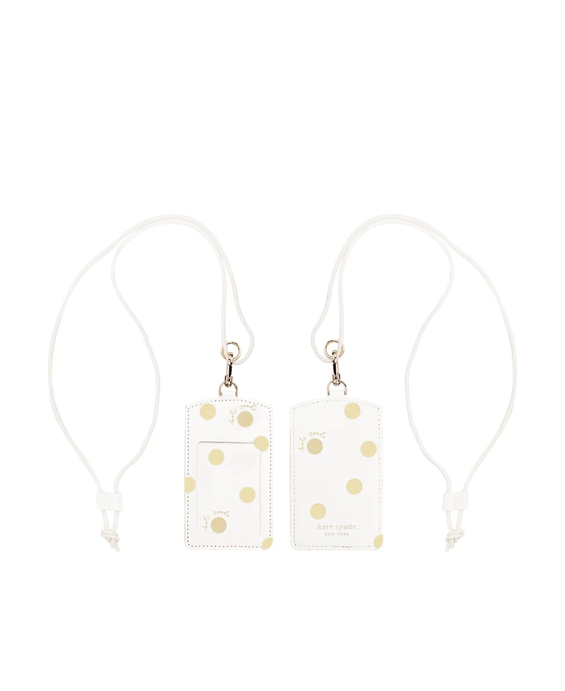 Kate Spade Id Holder - White with Gold Polka Dots