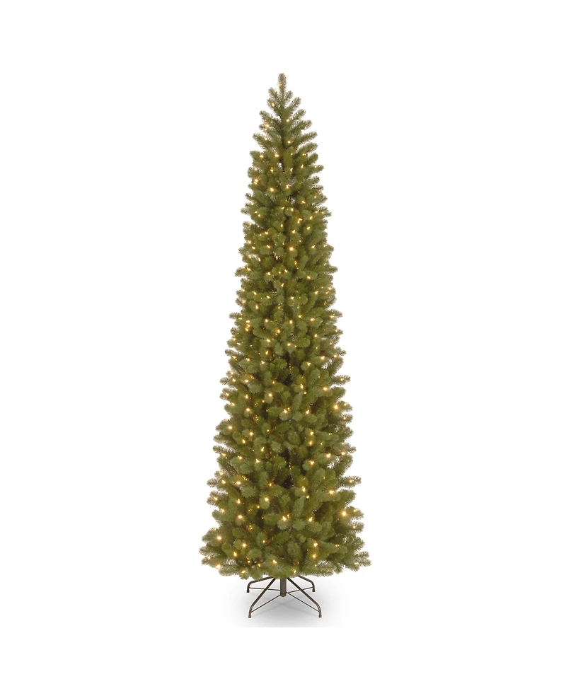 National Tree Company Downswept Douglas R Pencil Slim Fir Tree with Clear Lights, 9ft