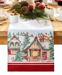 Elrene Storybook Christmas Village Holiday Table Runner, 70" x 13"