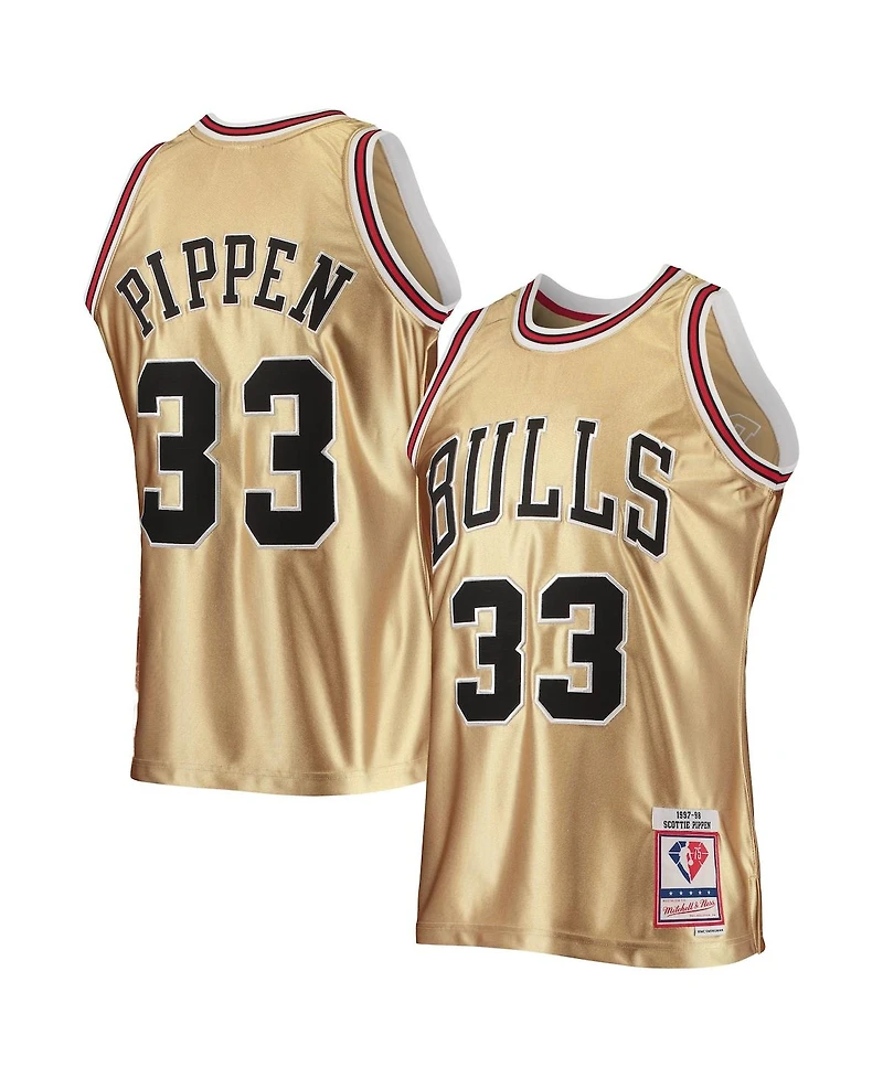 Men's Mitchell & Ness Scottie Pippen Gold Chicago Bulls 75th Anniversary 1997-98 Hardwood Classics Swingman Jersey