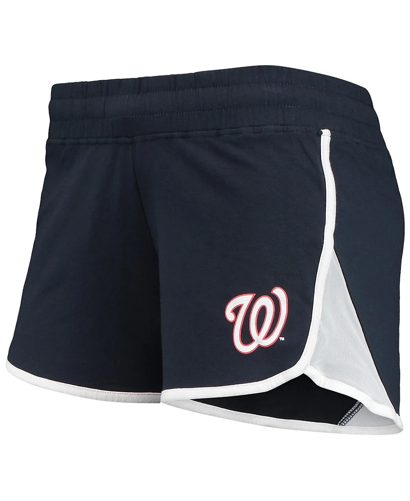 Women's New Era Navy Washington Nationals Stretch French Terry Shorts
