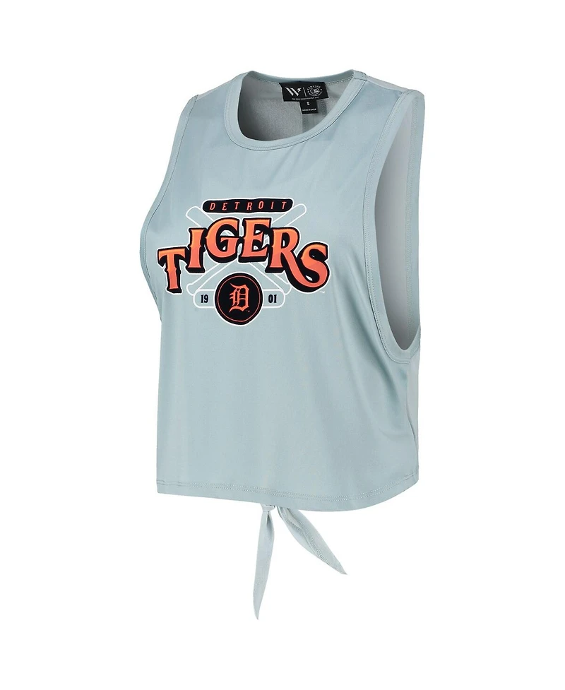 Women's The Wild Collective Light Blue Detroit Tigers Open Back Twist-Tie Tank Top
