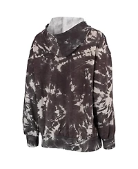 Women's Majestic Threads Black Golden State Warriors Burble Tie-Dye Tri-Blend Pullover Hoodie