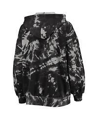 Women's Majestic Threads Black Philadelphia 76ers Burble Tie-Dye Tri-Blend Pullover Hoodie