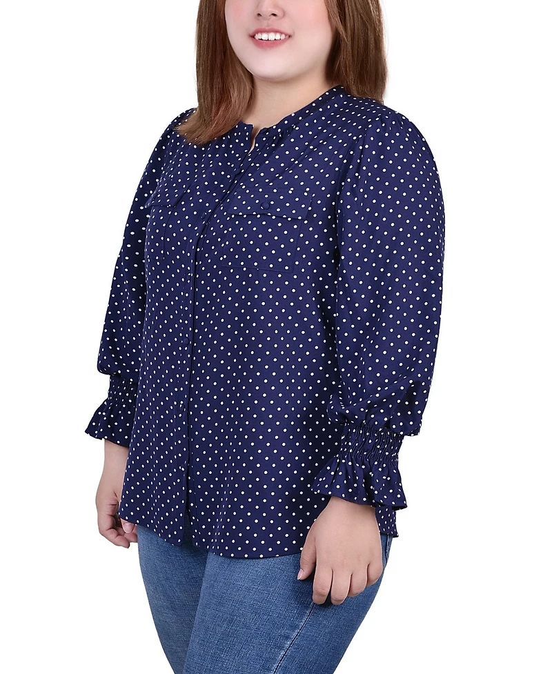 Ny Collection Plus Size Long Sleeve Y Neck Blouse
