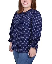 Ny Collection Plus Size Long Sleeve Y Neck Blouse