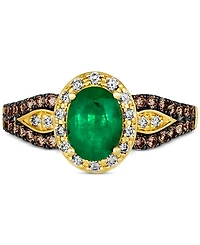 Le Vian Emerald (7/8 ct. t.w.) & Diamond (1/2 ct. t.w.) Halo Ring in 14k Gold