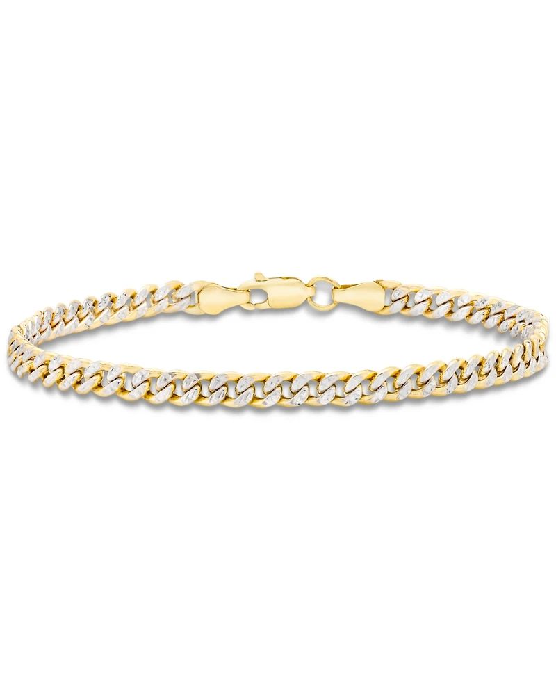 Double-Sided Cuban Link Chain Bracelet (4.5mm) in 10k Two-Tone Gold