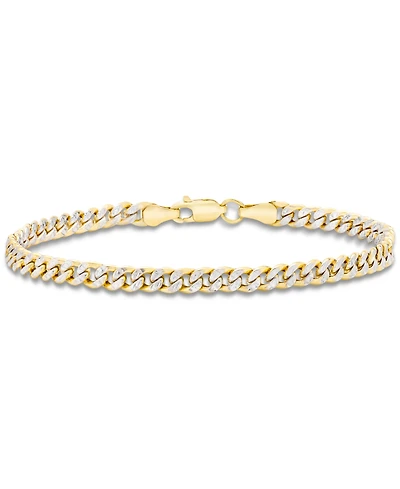 Double-Sided Cuban Link Chain Bracelet (4.5mm) in 10k Two-Tone Gold