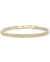 Double-Sided Cuban Link Chain Bracelet (4.5mm) in 10k Two-Tone Gold