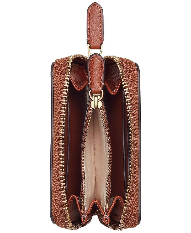 Women's Full-Grain Leather Small Zip Continental Wallet