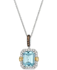 Le Vian Sea Blue Aquamarine (2 ct. t.w.) & Diamond (1/4 ct. t.w.) 20" Adjustable Pendant Necklace in 14k Two-Tone Gold
