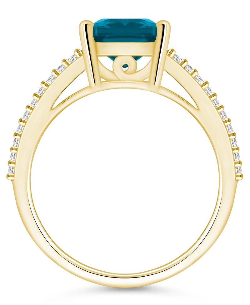 Macy's London Blue Topaz and Diamond Accent Ring 14K Yellow Gold