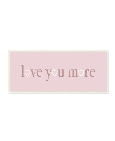 Stupell Industries Soft Pink Love You More Phrase Heart Shapes Art, 7" x 17"