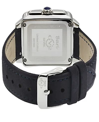 Gevril Women's Bari Enamel Swiss Quartz Italian Blue Leather Strap Watch 34mm