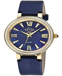 Gevril Women's Genoa Swiss Quartz Italian Blue Leather Strap Watch 36mm