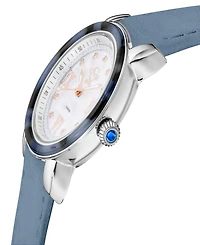 Gevril Women's Marsala Tortoise Swiss Quartz Italian Light Blue Leather Strap Watch 36mm