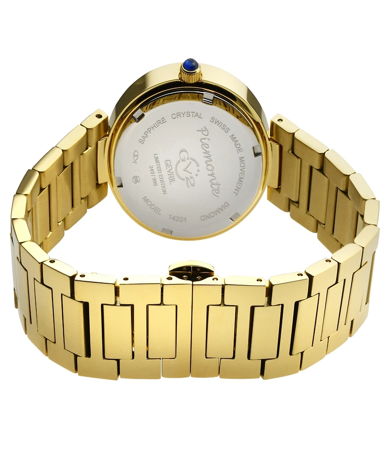 Gevril Women's Piemonte Swiss Quartz Gold-Tone Stainless Steel Bracelet Watch 36mm