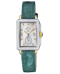 Gevril Women's Bari Tortoise Swiss Quartz Italian Green Leather Strap Watch 34mm