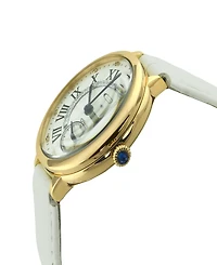 Gevril Women's Rome Swiss Quartz White Genuine Leather Strap Watch 36mm