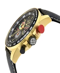Gevril Men's Scuderia Swiss Quartz Italian Black Leather Strap Watch 45mm