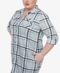 White Mark Plus Plaid Tunic Top