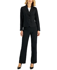 Le Suit Women's Two-Button Pinstriped Pantsuit Set, Regular & Petite