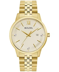 Bulova Men's Classic Diamond Accent Gold-Tone Stainless Steel Bracelet Watch 41mm