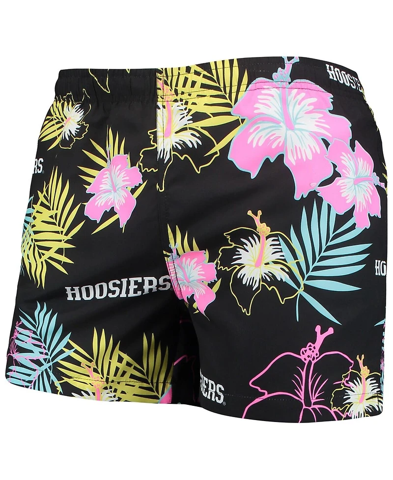 Men's Foco Black Indiana Hoosiers Neon Floral Swim Trunks