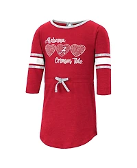 Toddler Girls Colosseum Heathered Crimson Alabama Tide Poppin Sleeve Stripe Dress
