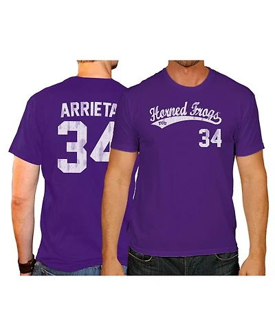 Men's Original Retro Brand Jake Arrieta Purple Tcu Horned Frogs Ncaa Baseball T-shirt