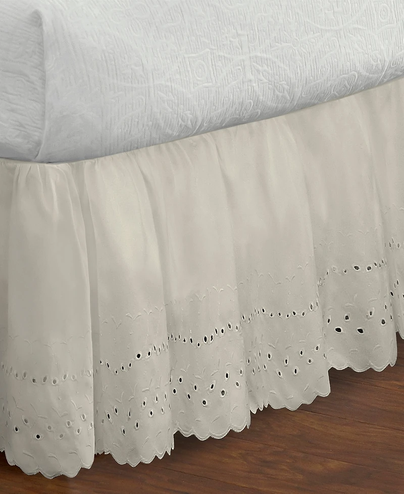 Fresh Ideas Ruffled Eyelet 18" Drop Bed Skirt, Queen