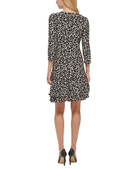 Women's Floral-Print Shift Dress with Ruffled Hem