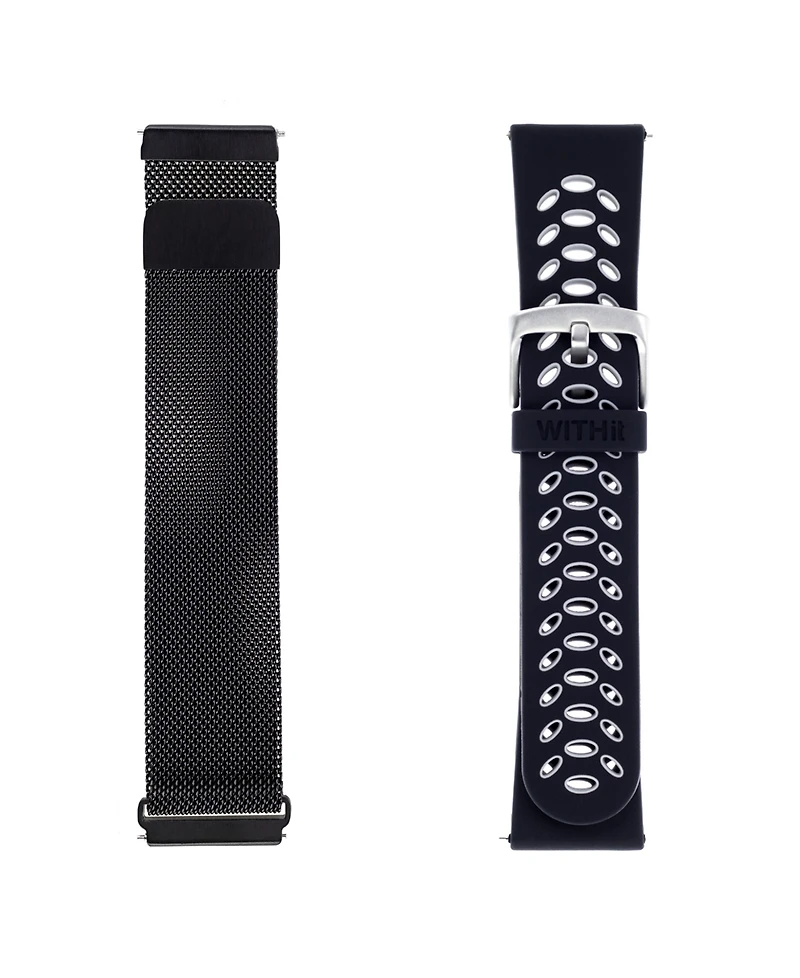 WITHit Stainless Steel Mesh Band and Silicone Sport Band 2-Pack designed for the Fitbit Versa, Versa 2 and Versa Lite