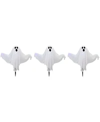 Lighted 3 Piece Ghost Halloween Lawn Stakes Set