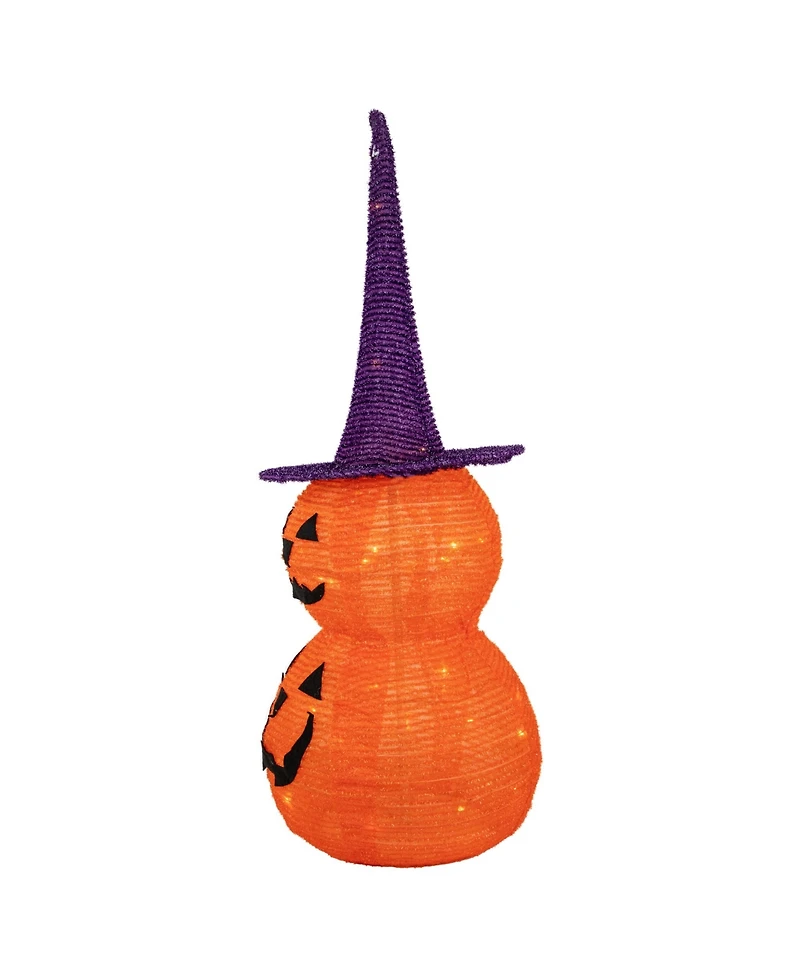Pop Up Lighted Tinsel Stacked Jack-o-Lanterns Halloween Decoration, 30"