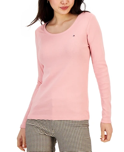 Tommy Hilfiger Women's Solid Scoop-Neck Long-Sleeve Top