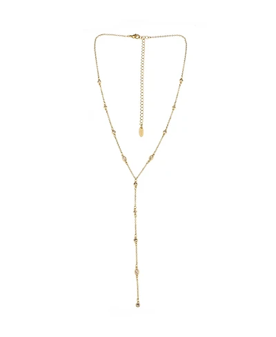 Ettika 18K Gold Plated Dainty Crystal Lariat Necklace