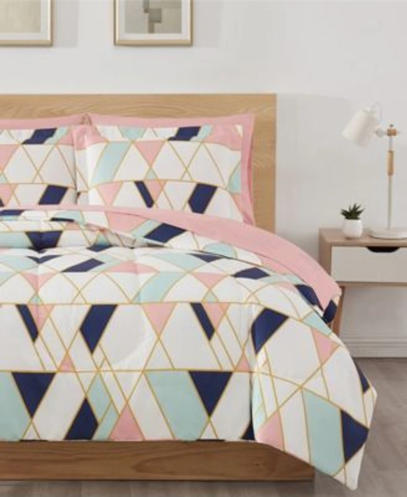 Style 212 Geo Pink Blue Bed In A Bag