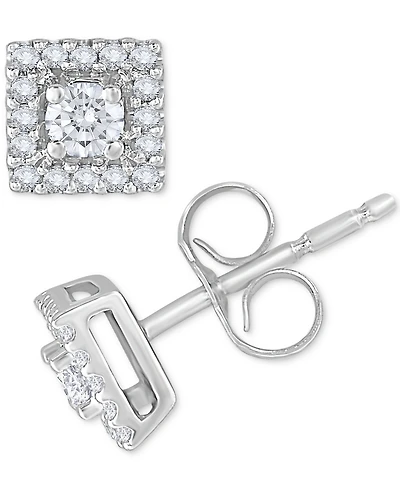 Diamond Cluster Stud Earrings (1/4 ct. t.w.) in 14k White Gold