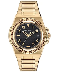 Versace Men's Swiss Greca Reaction Gold-Tone Stainless Steel Bracelet Watch 44mm
