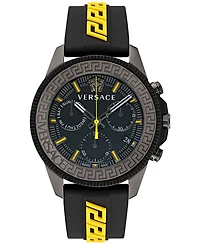 Versace Men's Swiss Chronograph Greca Action Yellow & Black Silicone Strap Watch 45mm