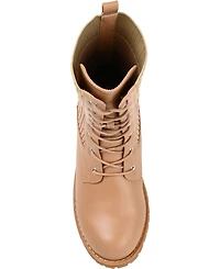 Journee Collection Women's Melei Knit Lace Up Lug Sole Combat Boots