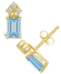 Aquamarine (1 ct. t.w.) and Diamond (1/8 Stud Earrings 14K Yellow Gold or White