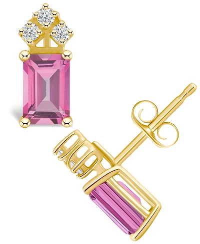 Pink Topaz (1-3/8 ct. t.w.) and Diamond (1/8 Stud Earrings 14K White Gold or Yellow