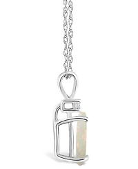 Opal (1/2 ct. t.w.) and Diamond Accent Pendant Necklace 14K White Gold or